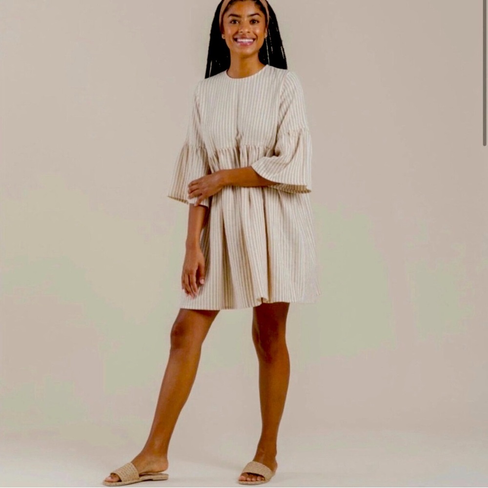 Rylee And Cru Bell Dress Almond Stripe EUC Size Small